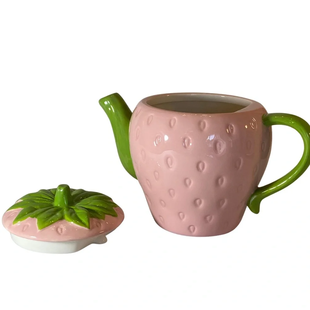 Lang Pink Strawberry Hand Painted Teapot - Picture 3 of 9